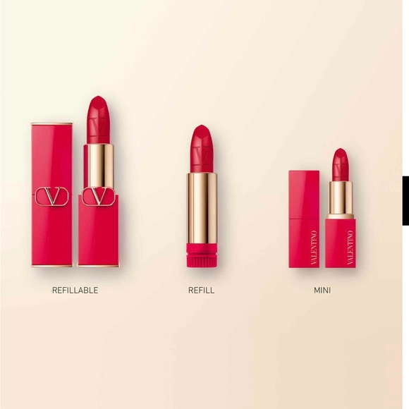 Valentino Lipsticks bundle Matte Blushing Nude 112R/Refill Satin Red 204R Pouch - Picture 9 of 16